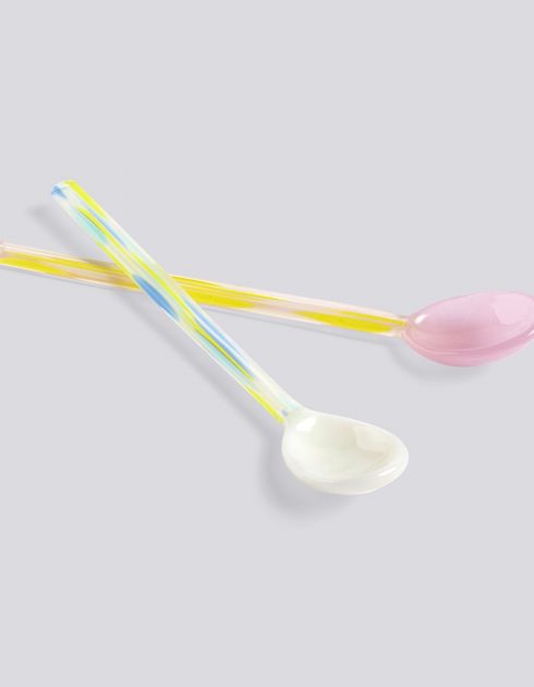 Glas spoon pink white